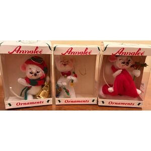 Vintage NIB Lot Analee Christmas Retired 2007 4" OrnamentsCat and Mouse